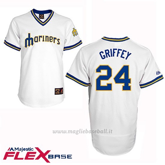 Maglia Baseball Uomo Seattle Mariners Ken Griffey Majestic Autentico Collezione Flex Base Bianco